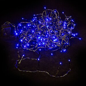 Светодиодная гирлянда нить Объемная 180 синих LED ламп 13.5 м, черный ПВХ, контроллер, IP44 Kaemingk фото 2