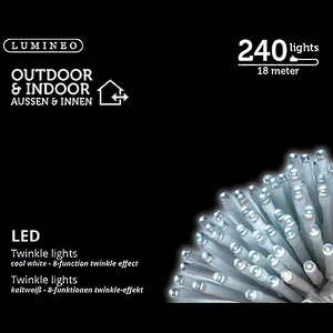 Светодиодная гирлянда нить Объемная 240 холодных белых LED ламп 18 м, белый ПВХ, контроллер, IP44 Kaemingk фото 3