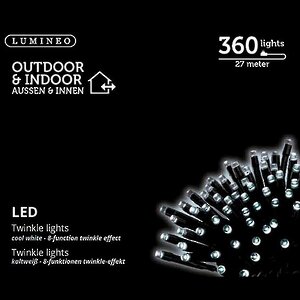 Светодиодная гирлянда нить Объемная 360 холодных белых LED ламп 27 м, черный ПВХ, контроллер, IP44 Kaemingk фото 4