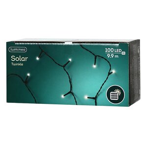 Гирлянда на солнечной батарее Lumineo Solar 9.9 м, 100 теплых белых LED ламп, черный ПВХ, контроллер, IP44 Kaemingk фото 4