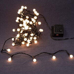 Светодиодная гирлянда Маленькие Шарики Вишенки 80 теплых белых LED ламп 6 м, черный ПВХ, контроллер, IP44 Kaemingk фото 1