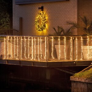 Светодиодная гирлянда бахрома Balcony Waterfall 2*1 м, 220 теплых белых LED ламп, контроллер, прозрачный ПВХ, IP44