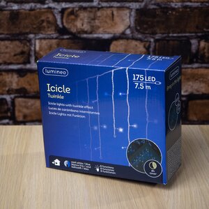 Светодиодная гирлянда Бахрома 7.5*0.5 м, 175 холодных белых/синих LED ламп, контроллер, белый ПВХ, IP44 Kaemingk фото 5