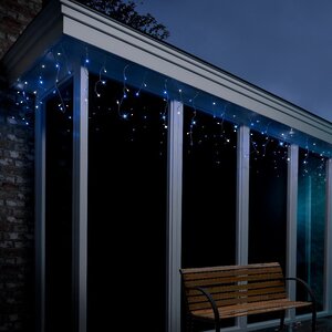 Светодиодная гирлянда Бахрома 7.5*0.5 м, 175 холодных белых/синих LED ламп, контроллер, белый ПВХ, IP44 Kaemingk фото 3