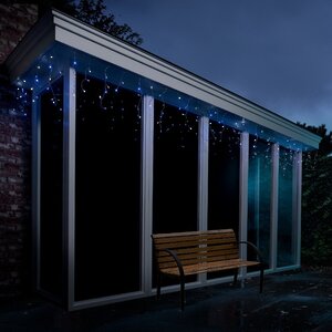 Светодиодная гирлянда Бахрома 7.5*0.5 м, 175 холодных белых/синих LED ламп, контроллер, белый ПВХ, IP44 Kaemingk фото 4