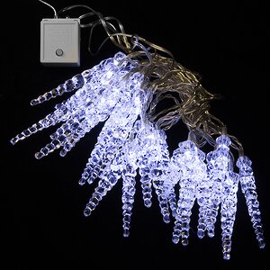 Светодиодная гирлянда Ледяные сосульки 24 холодных белых LED ламп 4.6 м, прозрачный ПВХ, контроллер, IP44 Kaemingk фото 3