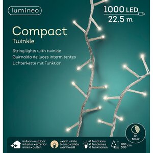 Светодиодная гирлянда нить Lumineo Snake 22.5 м, 1000 теплых белых LED ламп, прозрачный ПВХ, контроллер, таймер, IP44 Kaemingk фото 5