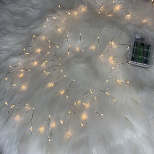 Светодиодная гирлянда Роса на батарейках 4.95 м, 100 теплых белых/разноцветных LED, серебряная проволока, контроллер, IP44 Kaemingk фото 6