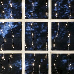 Гирлянда штора Роса 0.9*1 м, 100 теплых белых микро LED ламп, серебряная проволока, IP44 Kaemingk фото 2