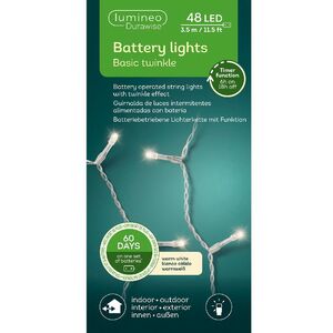 Светодиодная гирлянда на батарейках 48 теплых белых LED ламп 3.5 м, прозрачный ПВХ, контроллер, таймер, IP44 Kaemingk (Кейминг) фото 9