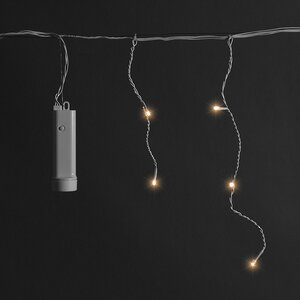 Светодиодная гирлянда Сосульки на батарейке 7*0.5 м, 192 теплых белых LED ламп, белый ПВХ, контроллер, таймер, IP44 Kaemingk (Кейминг) фото 7