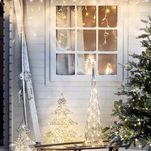 Светодиодная гирлянда Сосульки на батарейке 7*0.5 м, 192 теплых белых LED ламп, белый ПВХ, контроллер, таймер, IP44 Kaemingk (Кейминг) фото 4