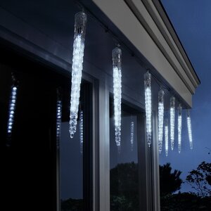 Светодиодная гирлянда Тающие Сосульки 8 шт, 28 см, 96 холодных белых LED ламп, прозрачный ПВХ, IP44 Kaemingk (Кейминг) фото 2