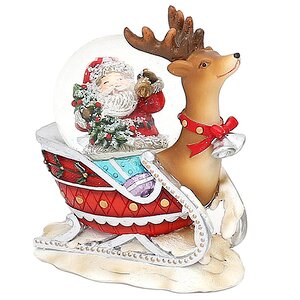 Стеклянный шар со снегом Рождественские Сани с Санта Клаусом 9*8 см