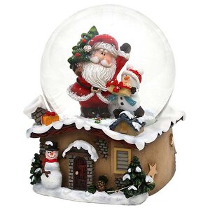 Снежный шар Санта со снеговиком, 9*7 см