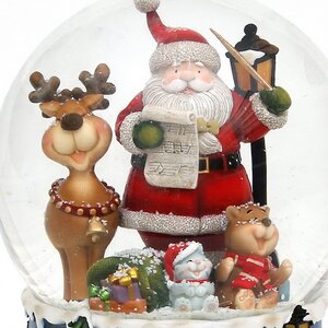 Музыкальный снежный шар Санта с Оленем Рудольфом - Лапландийский дуэт 20 см Sigro фото 2