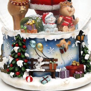 Музыкальный снежный шар Санта с Оленем Рудольфом - Лапландийский дуэт 20 см Sigro фото 3