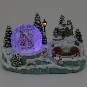 Снежный шар Санта Клаус в Сноувилле 30 см, с подсветкой, музыкой и движением, на батарейках Sigro фото 3