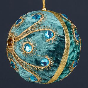 Винтажный елочный шар Vallea-Makena 10 см изумрудный Winter Deco фото 2