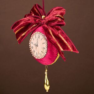 Винтажная елочная игрушка Часы Chalfont - Giles 15 см бургунди Winter Deco фото 4