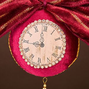 Винтажная елочная игрушка Часы Chalfont - Giles 15 см бургунди Winter Deco фото 2
