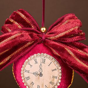 Винтажная елочная игрушка Часы Chalfont - Giles 15 см бургунди Winter Deco фото 5