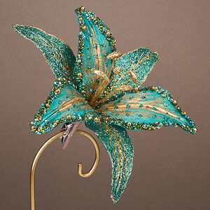 Искусственная пуансеттия Shepton Mallett 23 см бирюзовая, клипса Winter Deco фото 6