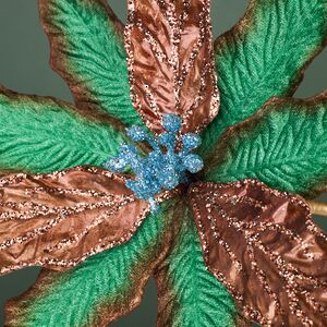 Искусственная пуансеттия Vello Fonse 22 см, клипса Winter Deco фото 2