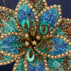 Искусственная пуансеттия Vilarodin Bourget 20 см, клипса Winter Deco фото 2