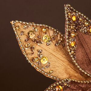 Искусственная пуансеттия Fochabers 26 см золотая, клипса Winter Deco фото 6