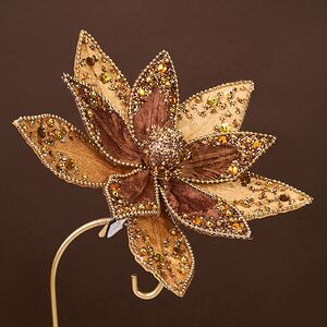 Искусственная пуансеттия Fochabers 26 см золотая, клипса Winter Deco фото 4