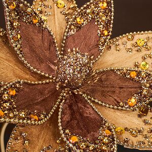 Искусственная пуансеттия Fochabers 26 см золотая, клипса Winter Deco фото 2