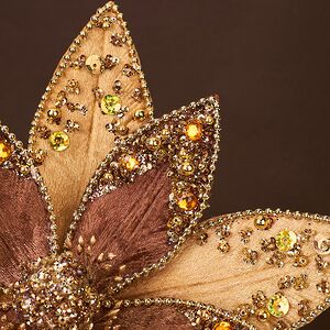 Искусственная пуансеттия Fochabers 26 см золотая, клипса Winter Deco фото 5