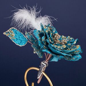 Искусственная Роза Кастанье 14 см, клипса Winter Deco фото 4