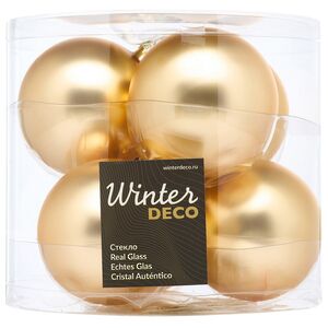 Набор стеклянных шаров 8 см золотой матовый, 6 шт Winter Deco фото 3