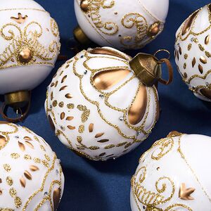 Елочные шары Kerkinitida Bianca 8 см, 6 шт, стекло Winter Deco фото 2