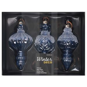 Елочные игрушки Velarium 12-14 см, 3 шт, стекло Winter Deco фото 3