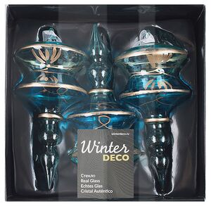 Елочные игрушки Lanterna Azzurra 14 см, 3 шт, стекло Winter Deco фото 3