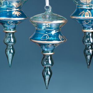 Елочные игрушки Lanterna Azzurra 14 см, 3 шт, стекло Winter Deco фото 4