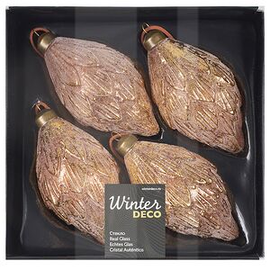 Елочные игрушки Шишки - Brass Rime 13 см, 4 шт, стекло Winter Deco фото 3