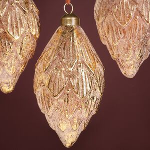 Елочные игрушки Шишки - Brass Rime 13 см, 4 шт, стекло Winter Deco фото 2