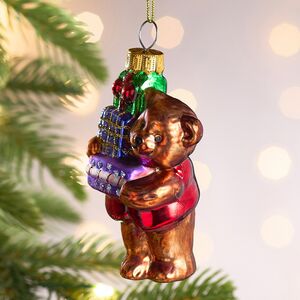 Елочная игрушка Мишка с подарками 9 см, стекло Winter Deco фото 6