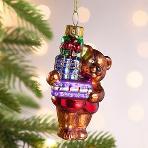 Елочная игрушка Мишка с подарками 9 см, стекло Winter Deco фото 4
