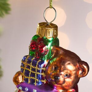 Елочная игрушка Мишка с подарками 9 см, стекло Winter Deco фото 3