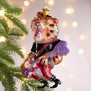 Елочная игрушка Тигр Джеральд с гитарой 14 см в подарочной коробке, стекло Winter Deco фото 4