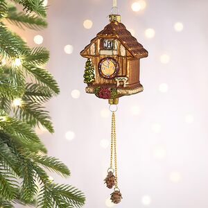 Елочная игрушка Часы с кукушкой - Festive Moment 25 см в подарочной коробке, стекло Winter Deco фото 6