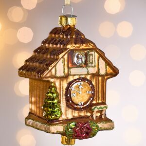 Елочная игрушка Часы с кукушкой - Festive Moment 25 см в подарочной коробке, стекло Winter Deco фото 2