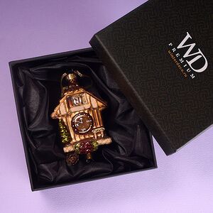 Елочная игрушка Часы с кукушкой - Festive Moment 25 см в подарочной коробке, стекло Winter Deco фото 3