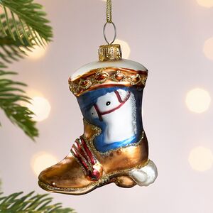 Елочная игрушка Сапожок Принца Ричарда 8 см синий, стекло Winter Deco фото 5