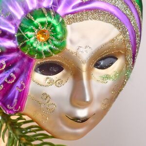 Елочная игрушка Маска Картмель 10 см фиолетовая, стекло Winter Deco фото 2